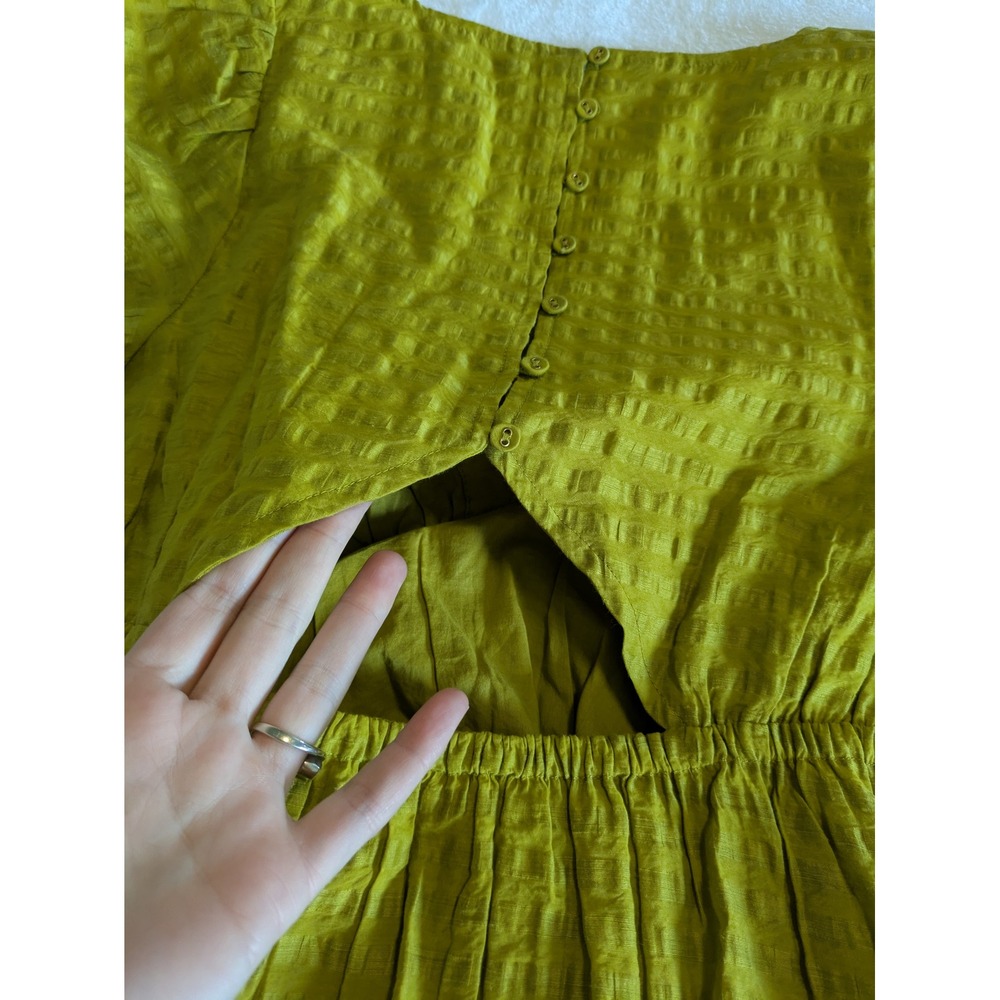 Madewell Annamarie Mini Babydoll Dress Size 0 Citrus Lime Green Puff Sleeve - Picture 13 of 13